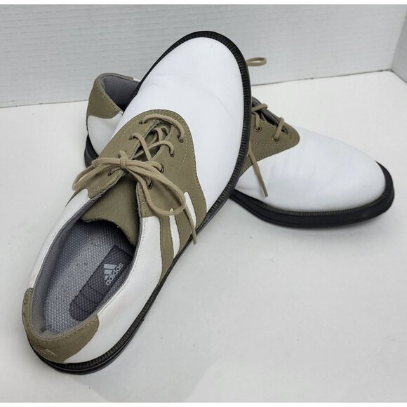 Adidas Mens ZTraxion Golf Shoes Cleats White & Olive Leather Size 7 - Picture 1 of 11